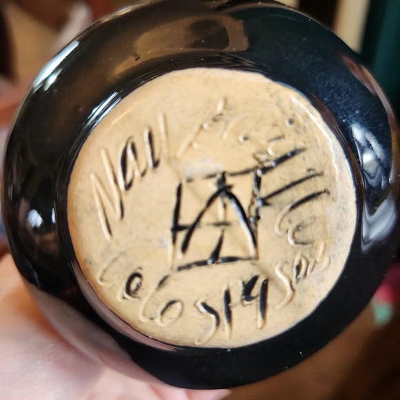 PAIR Van Briggle Pottery Bud Vases, Black w Drip glaze, glossy - Picture 6 of 7